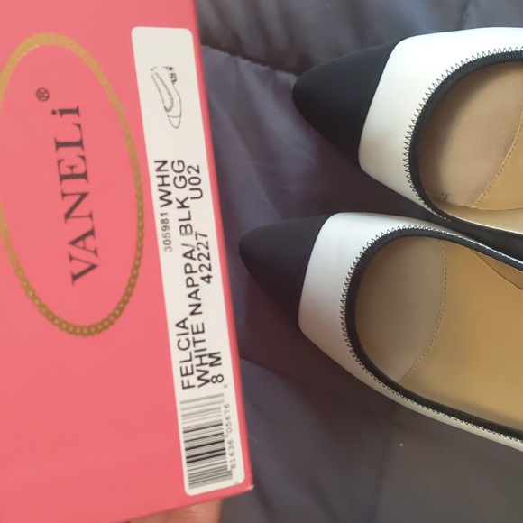 Vaneli Black and White Cap Toe Flats - Picture 5 of 5